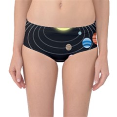 Solar System Planets Sun Space Mid-waist Bikini Bottoms by Pakrebo