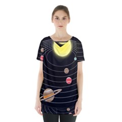 Solar System Planets Sun Space Skirt Hem Sports Top by Pakrebo