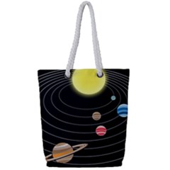 Solar System Planets Sun Space Full Print Rope Handle Tote (small) by Pakrebo