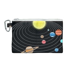Solar System Planets Sun Space Canvas Cosmetic Bag (medium) by Pakrebo
