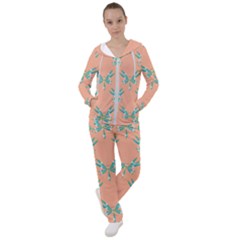 Turquoise Dragonfly Insect Paper Women s Tracksuit