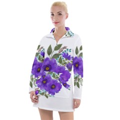 Watercolour Flowers Spring Floral Women s Long Sleeve Casual Dress by Pakrebo