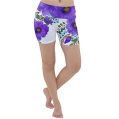 Watercolour Flowers Spring Floral Lightweight Velour Yoga Shorts