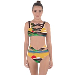 Mount Fuji Japan Lake Sun Sunset Bandaged Up Bikini Set  by Pakrebo