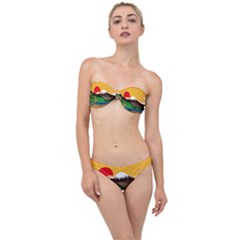 Mount Fuji Japan Lake Sun Sunset Classic Bandeau Bikini Set by Pakrebo