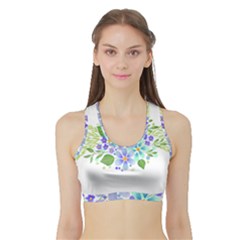 Watercolour Flowers Bouquet Spring Sports Bra With Border by Pakrebo