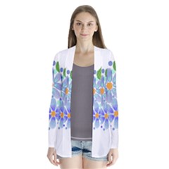 Watercolour Flowers Bouquet Spring Drape Collar Cardigan by Pakrebo