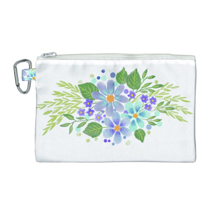 Watercolour Flowers Bouquet Spring Canvas Cosmetic Bag (Large)