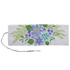 Watercolour Flowers Bouquet Spring Roll Up Canvas Pencil Holder (m) by Pakrebo