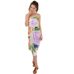 Watercolour Flowers Spring Waist Tie Cover Up Chiffon Dress by Pakrebo