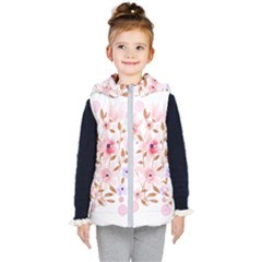 Flowers Watercolor Kids  Hooded Puffer Vest by Pakrebo