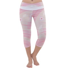 Background Non Seamless Pattern Pink Capri Yoga Leggings