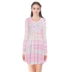 Background Non Seamless Pattern Pink Long Sleeve V-neck Flare Dress by Pakrebo