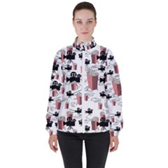 Movies And Popcorn Women s High Neck Windbreaker by bloomingvinedesign