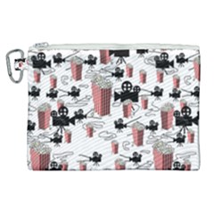 Movies And Popcorn Canvas Cosmetic Bag (xl) by bloomingvinedesign