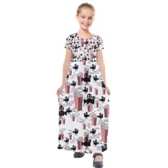 Movies And Popcorn Kids  Short Sleeve Maxi Dress by bloomingvinedesign