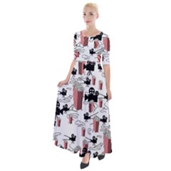 Movies And Popcorn Half Sleeves Maxi Dress by bloomingvinedesign