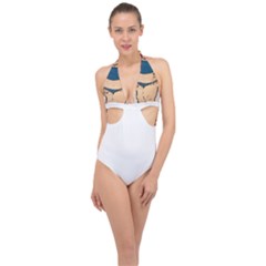 Sassy Halter Front Plunge Swimsuit by Abigailbarryart