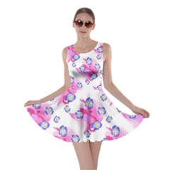 Blue Flowers On Pink Skater Dress by bloomingvinedesign