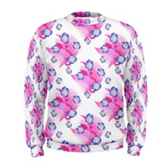 Blue Flowers On Pink Men s Sweatshirt by bloomingvinedesign