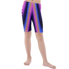 Wave Line Waveform Sound Purple Kids  Mid Length Swim Shorts