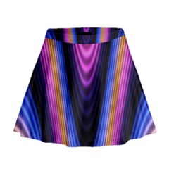 Wave Line Waveform Sound Purple Mini Flare Skirt by HermanTelo