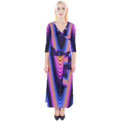 Wave Line Waveform Sound Purple Quarter Sleeve Wrap Maxi Dress