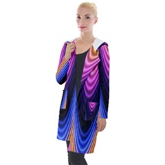 Wave Line Waveform Sound Purple Hooded Pocket Cardigan