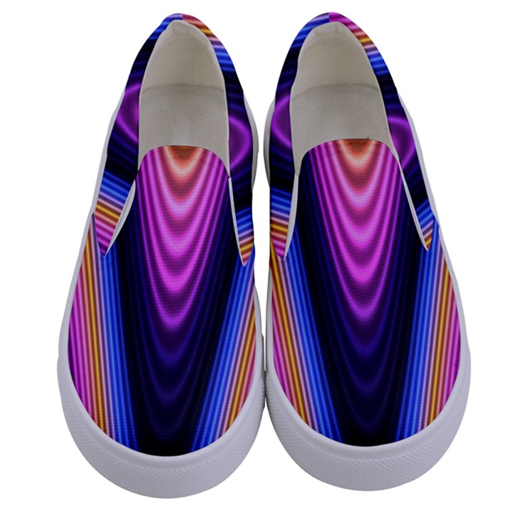 Wave Line Waveform Sound Purple Kids  Canvas Slip Ons