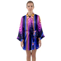 Wave Line Waveform Sound Purple Long Sleeve Kimono Robe by HermanTelo