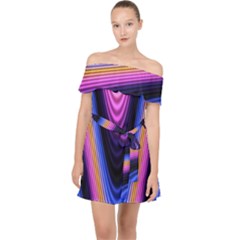 Wave Line Waveform Sound Purple Off Shoulder Chiffon Dress by HermanTelo