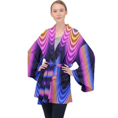 Wave Line Waveform Sound Purple Velvet Kimono Robe