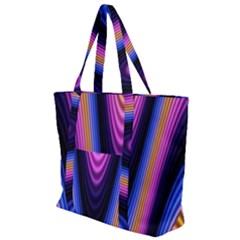 Wave Line Waveform Sound Purple Zip Up Canvas Bag by HermanTelo