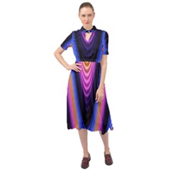 Wave Line Waveform Sound Purple Keyhole Neckline Chiffon Dress by HermanTelo