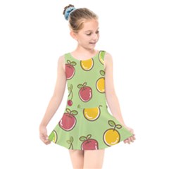 Seamless Healthy Fruit Kids  Skater Dress Swimsuit
