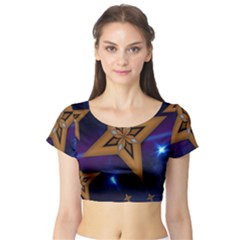 Star Background Short Sleeve Crop Top