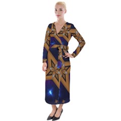 Star Background Velvet Maxi Wrap Dress by HermanTelo