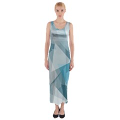 Triangle Blue Pattern Fitted Maxi Dress