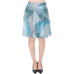 Triangle Blue Pattern Velvet High Waist Skirt