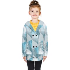 Triangle Blue Pattern Kids  Double Breasted Button Coat