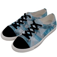 Triangle Blue Pattern Men s Low Top Canvas Sneakers by HermanTelo
