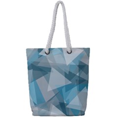Triangle Blue Pattern Full Print Rope Handle Tote (small)