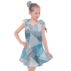 Triangle Blue Pattern Kids  Tie Up Tunic Dress