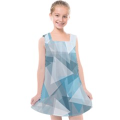 Triangle Blue Pattern Kids  Cross Back Dress