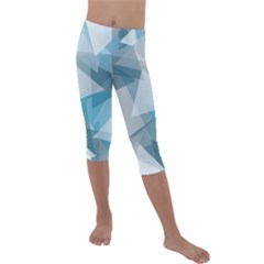 Triangle Blue Pattern Kids  Lightweight Velour Capri Leggings 