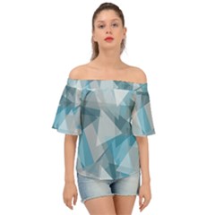 Triangle Blue Pattern Off Shoulder Short Sleeve Top