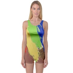 Abstract Painting One Piece Boyleg Swimsuit