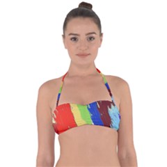 Abstract Painting Halter Bandeau Bikini Top