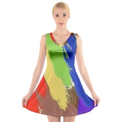 Abstract Painting V-neck Sleeveless Dress