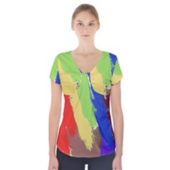 Abstract Painting Short Sleeve Front Detail Top